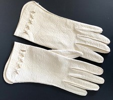 Vtg Boyce Lazarus Size 6 3/4 Fashion White Pigskin Leather Gloves MCM Excellent