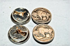 Real Buffalo Nickle 5 cent shirt or coat button covers