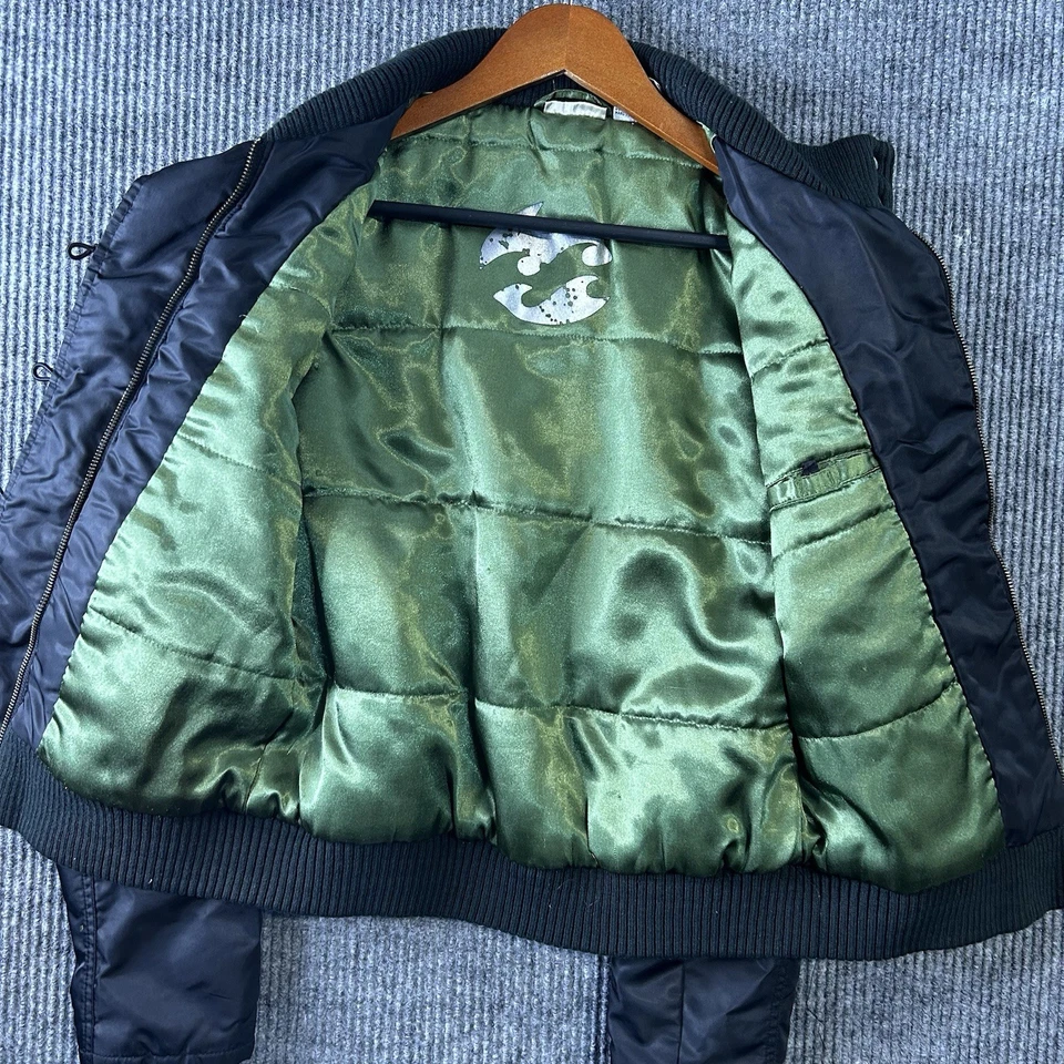 Chaqueta de bombardero grande negra vintage Y2K Billabong para mujer Foto 3 de 4