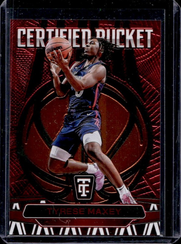 2024-25 Panini Totally Certified Tyrese Maxey Bucket Red Mirror #/99 76ers