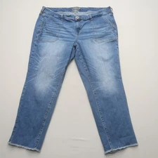 Torrid Crop Boyfriend Jeans Size 20 Distressed Vintage Stretch Denim Blue