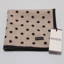 Roda NWT Wool Silk Blend Pocket Square In Light Brown with Polka Dots