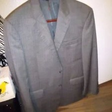 Joseph A Bank Wool Green/Brown Check Suit Coat 42S Center Vent