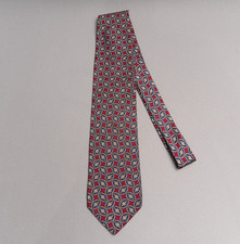 Brooks Brothers Makers Silk Tie Burgundy Blue Geometric Necktie Made in USA