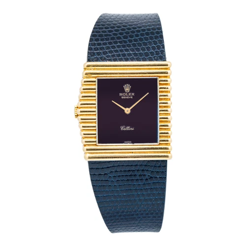 Rolex Vintage King MIDAS Cellini 4015 18k Yellow Gold Blue Dial Hand Wind 28mm