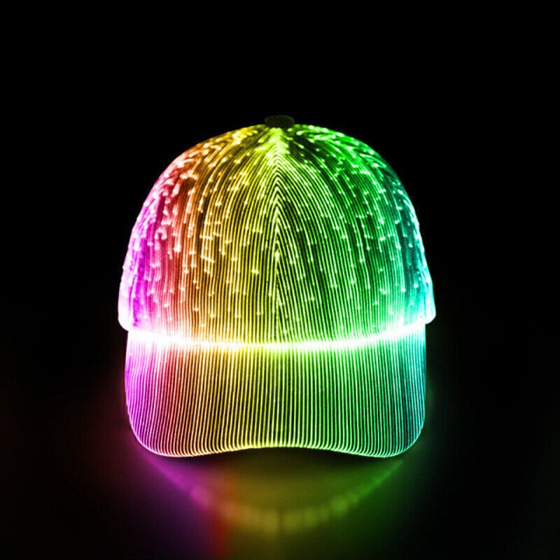 APL Cappelli LED berretti da baseball 7 colori cappello luminoso unisex DJ luce rave fibra ottica H N2K8