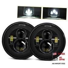 7 Inch Round LED Headlights, 2PCS 7'' DC12-24V 200W 6000K DOT Approved Hi/Lo