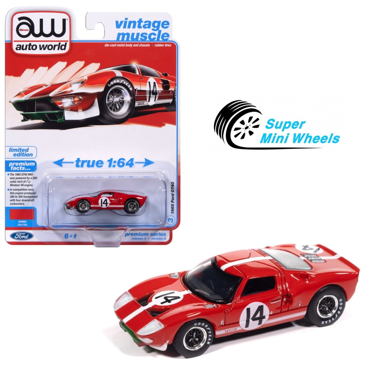 Auto World 1:64 1965 Ford GT 40 #14 – Red | eBay
