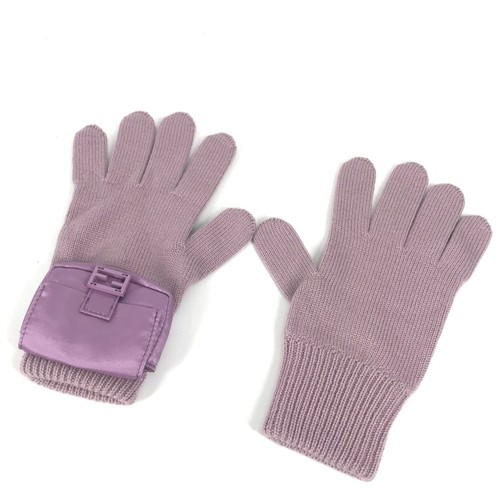 FENDI Bucket Gloves FXY581 Handschuhe Wolle lila guter Zustand