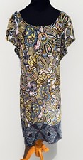 NY Collection XL Paisley Shift Dress Multicolor Ruched Zip Knee Length Woven
