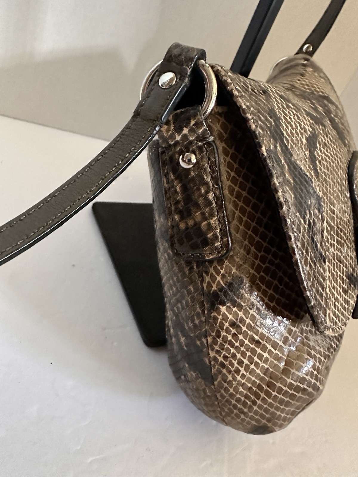 Coach Leather Snake Python Pattern Black Tan Cros… - image 4