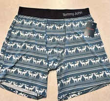 Tommy John Cool Cotton Boxer Briefs Size Medium 6” Moose Print NEW