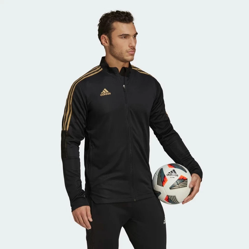 Chaqueta de Entrenamiento Adidas Para Hombre Tiro 21 Negra Reflectante Dorada Talla LT Foto 2 de 4
