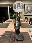 Vintage 1960's  Milk Glass Globe BAR Light Lamp W/ Policeman Works Tested