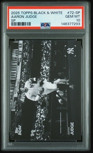2025 Topps Black & White Aaron Judge #72 SP Image Variation Short Print PSA 10