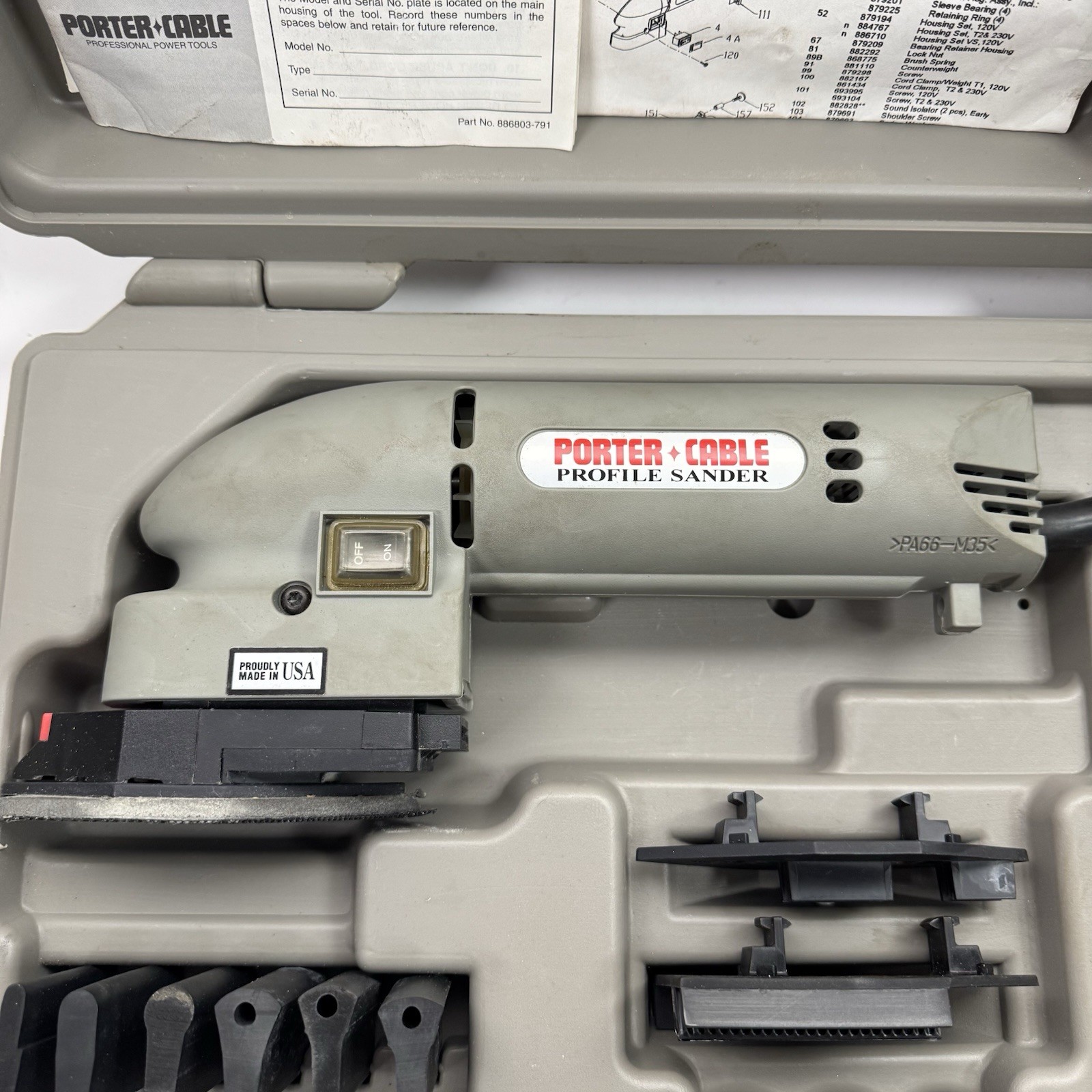 Porter Cable 444 Profile Sander Tool W/ Accessories