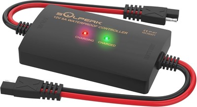 SOLPERK 8A 12V Solar Charge Controller with LED Display, IP67 Black 