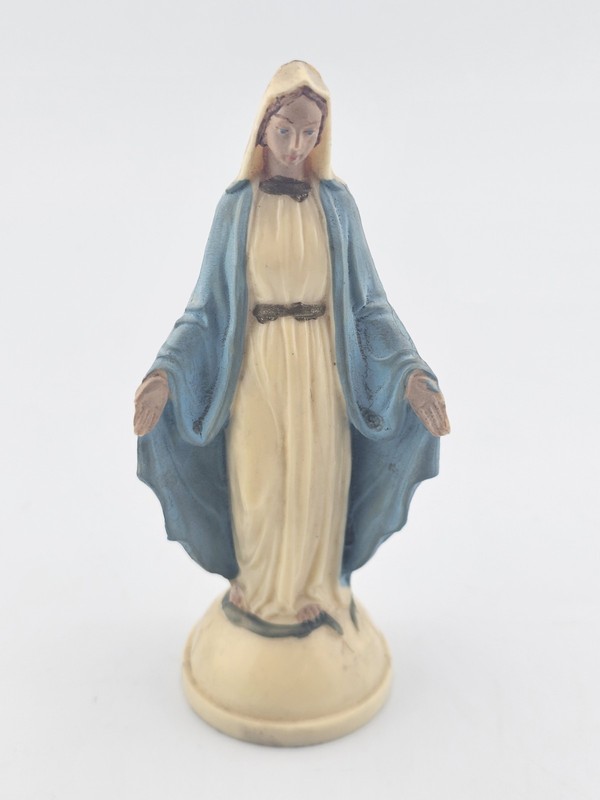 Vintage Virgin Mary Madonna Figurine Blue White Religious Statue