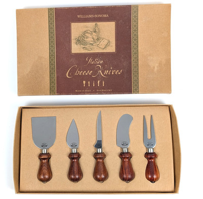 Williams Sonoma 5 Piece Italian Cheese Knife Set Handmade NEW Berti Bubinga Wood