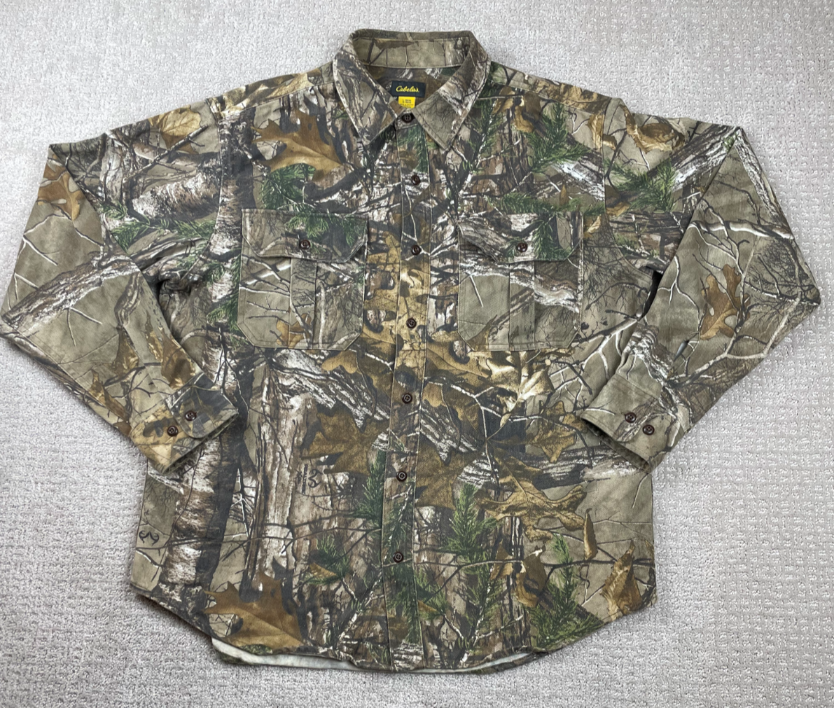 Cabelas Shirt Mens Large Realtree Xtra Camo Button Up Long Sleeve Hunting Work