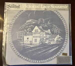 NIP Stiebel Pictorial Lace Souvenir Nottingham Lace Ye Old Trip To Jerusalem Inn