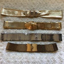 Sold Individually - vintage 80s gold silver leather stretch belts Details Below
