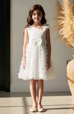 White Tulle Overlay Easter Pagent Church Party Butterfly Dress Size 6-7