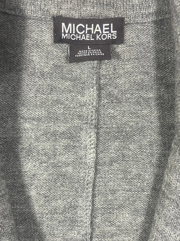 Мужской кардиган Michael Kors свитер размер L серый шерстяная хлопковая смесь с длинным рукавом - Изображение 3 из 4