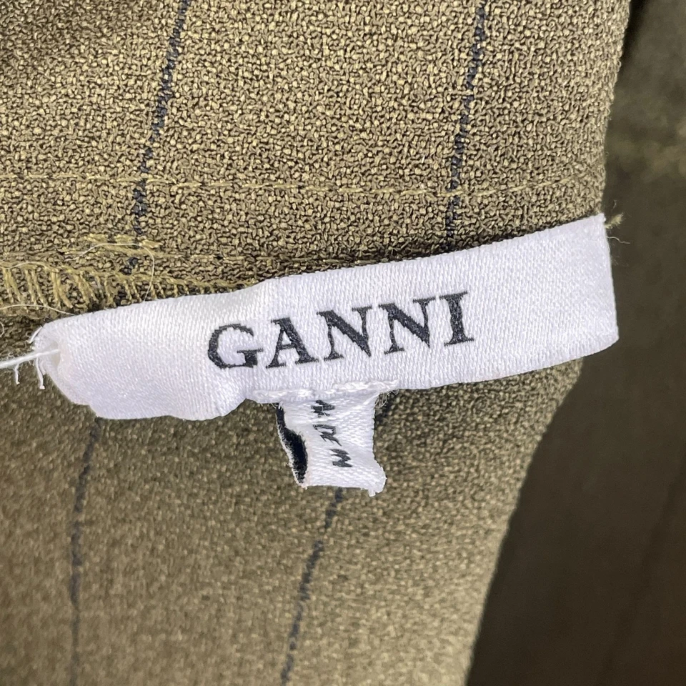 Mono Ganni para mujer talla 38 verde pierna ancha sin mangas cuello en V rayas Foto 4 de 4