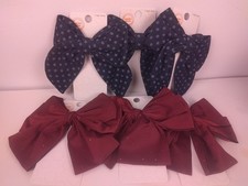 Wonder Nation Girls Large Burgundy And Blue Printed Hair Bows - New Lot Of 6 