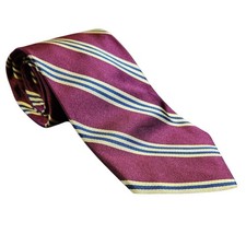 Brooks Brothers 346 Maroon Gold Striped Tie 100 Silk Men's Necktie Made In USA