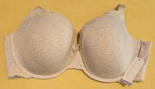 NEW Ambrielle Full Fig Demi Bra 44DD Heather Lace Oatmeal Org. Cotton Underwire