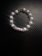 Single Kandi Milk White and Clear Elastic Beaded Bracelet