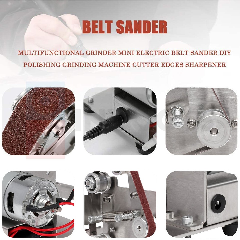 Mini Knife Making Belt Sander For Metal Working with 10PCS Grinder Belt 7 Speed eBay