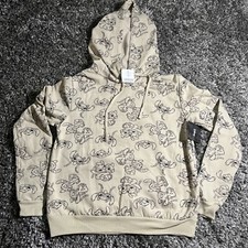 NWT Disney Lilo  Stitch  Angel Tan Hoodie Fleece All Over Sweatshirt Junior M