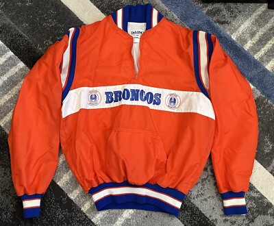 Men's Denver Broncos Size L Vintage Pullover Windbreaker Jacket (Orange) DeLong