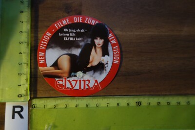 Alter Aufkleber Kino Video Film Programm New Vision ELVIRA Mistress of  the dark