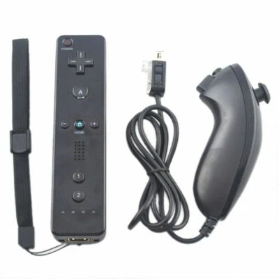 Télécommande Wiimote + Nunchuck pour Nintendo Wii et Wii U - Noir - Photo 1/4