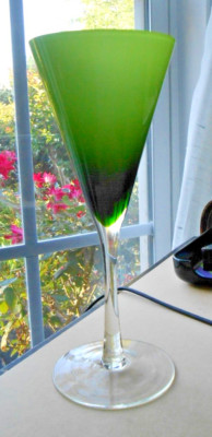Carlo Moretti Green White Trumpet Martini Cocktail Champagne Glass