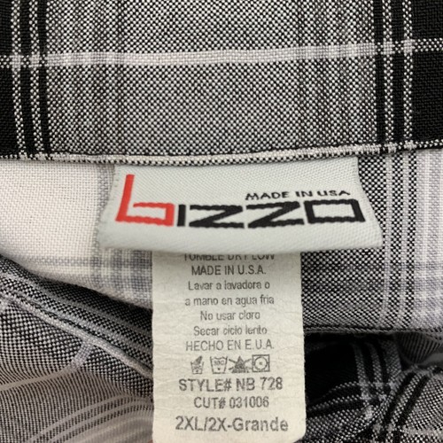 Vintage Shirt Size 2XL Button Up Short Sleeve Black White Plaid Mens Bizzo FLAW - Picture 3 of 5