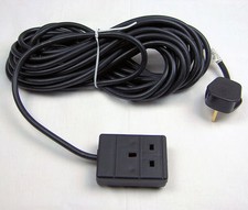 Black Extra Long 10 Meter Standard Single Gang 13A Mains Extension Lead