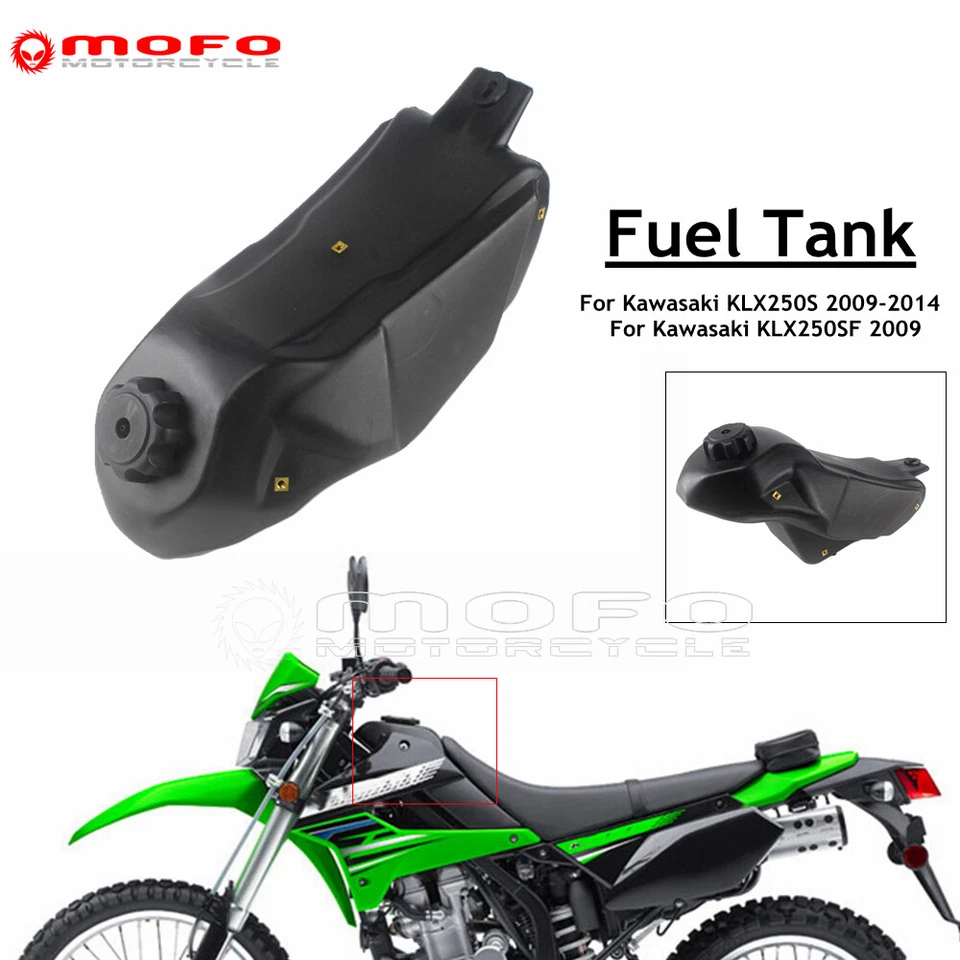 Tanque de gasolina de 2,4 galones para Kawasaki KLX250SF 2009 KLX250S 2009-2014 2010 negro Foto 2 de 4