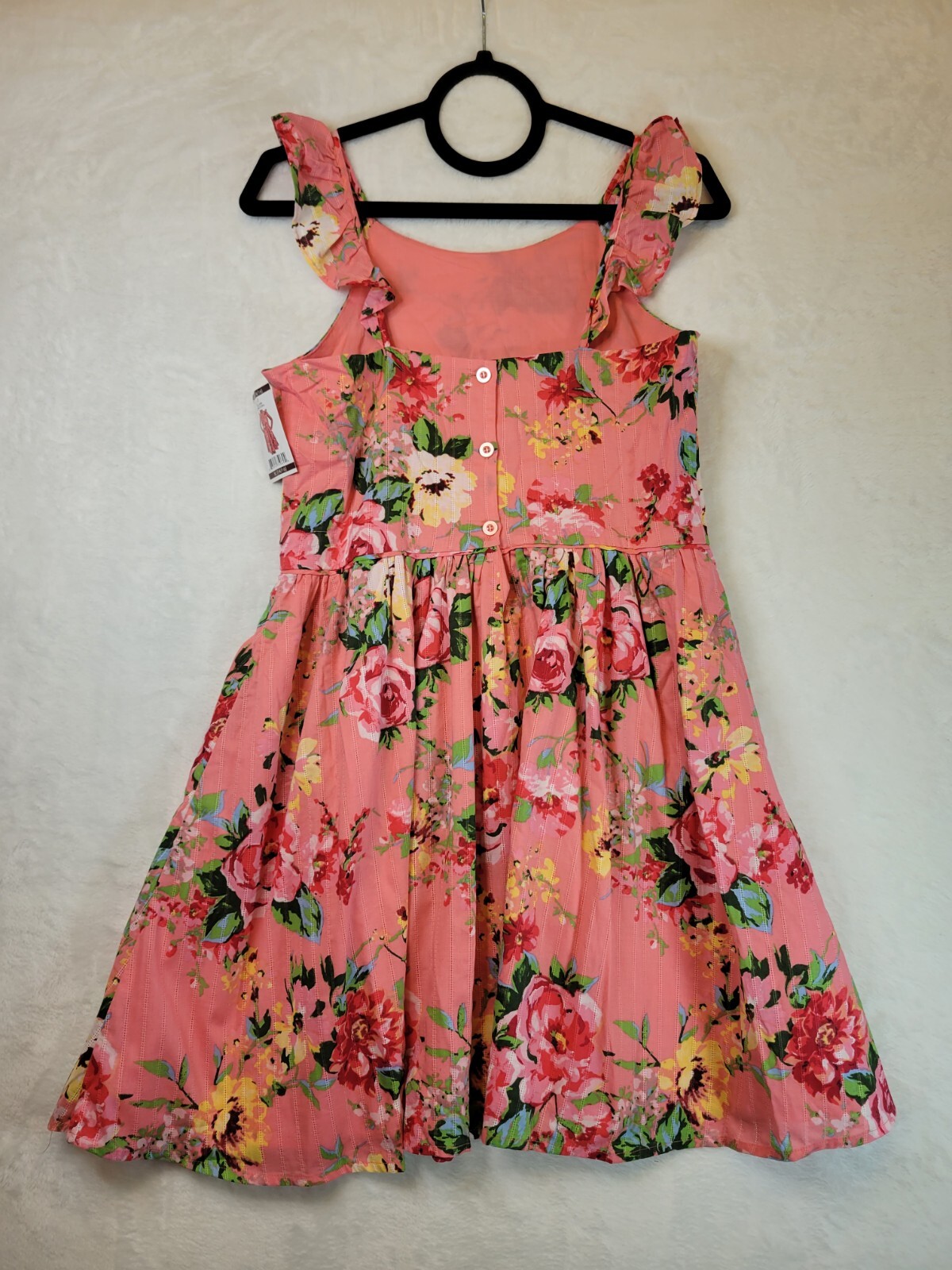 Zunie Girl Ruffle Sleeve Coral Floral Easter Spring Sundress, Size XL