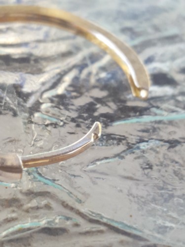 White Sapphire Labcreated Round Cut Hoop Earrings 10kt Solid Two Tone Gold - Picture 11 of 12