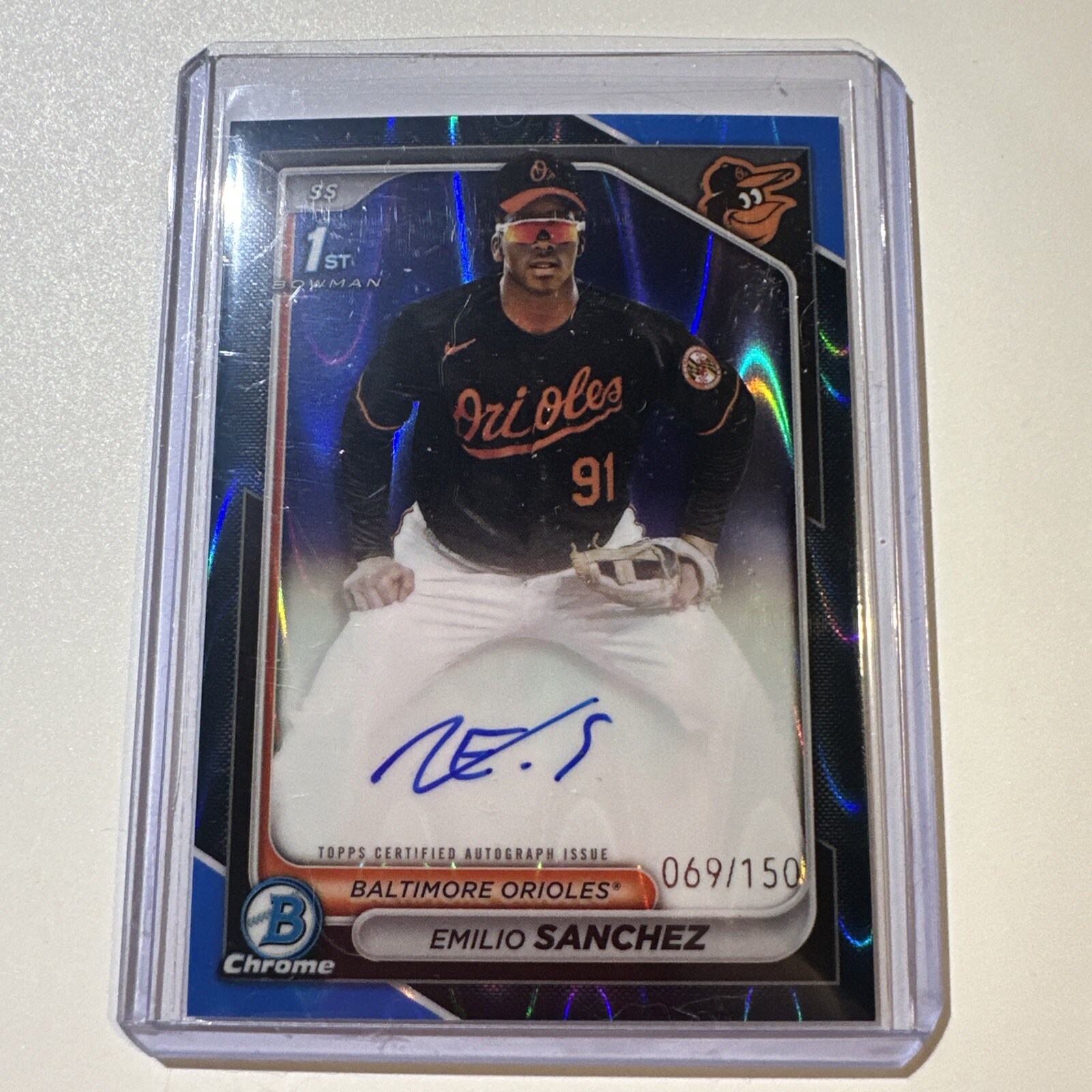 EMILIO SANCHEZ 2024 BOWMAN CHROME 1ST BLUE RAYWAVE AUTOGRAPH AUTO /150 Q3409