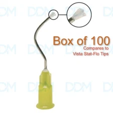 DDM 100Pcs Dental Infusor Applicator Delivery Tips Pre-Bent Metal Brush End 19G