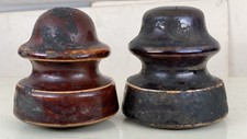 TELEPHONE INSULATORS PAIR VINTAGE CERAMIC