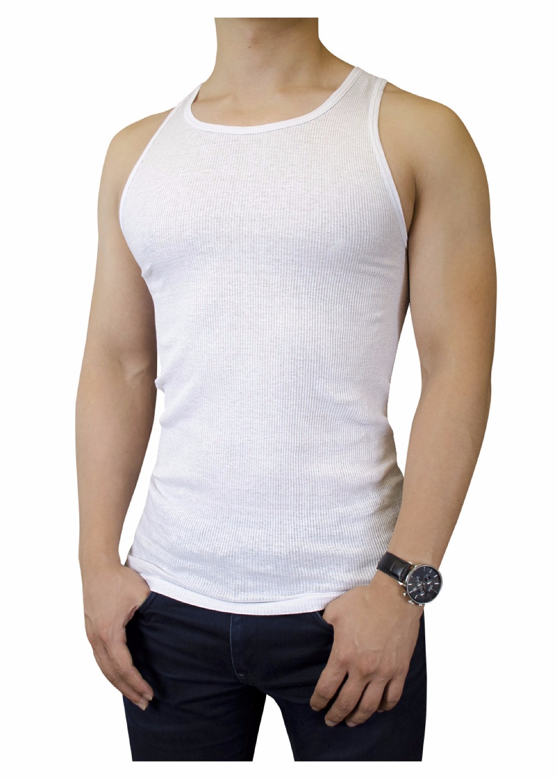 Knocker AKW001 Mens AShirts Cotton Ribbed Undershirt Athletic Tank