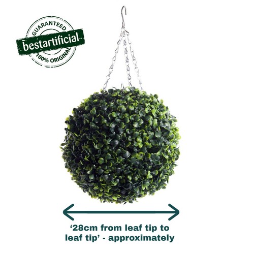 Best Artificial Pair of Green Boxwood Buxus Topiary Ball grass hanging garden - Picture 9 of 27