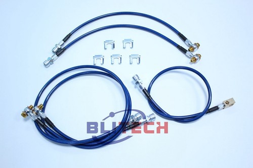 Braided Stainless Brake Hose Kit Fit 2001-2007 Silverado/Sierra 2500HD/3500 Blue - Picture 3 of 8